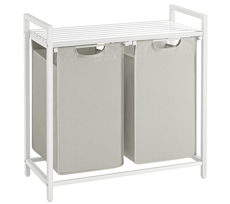 Panier à Linge Sale Corbeille 3 Compartiment Bac Avec 1 Étagère De Rangement 73 X 33