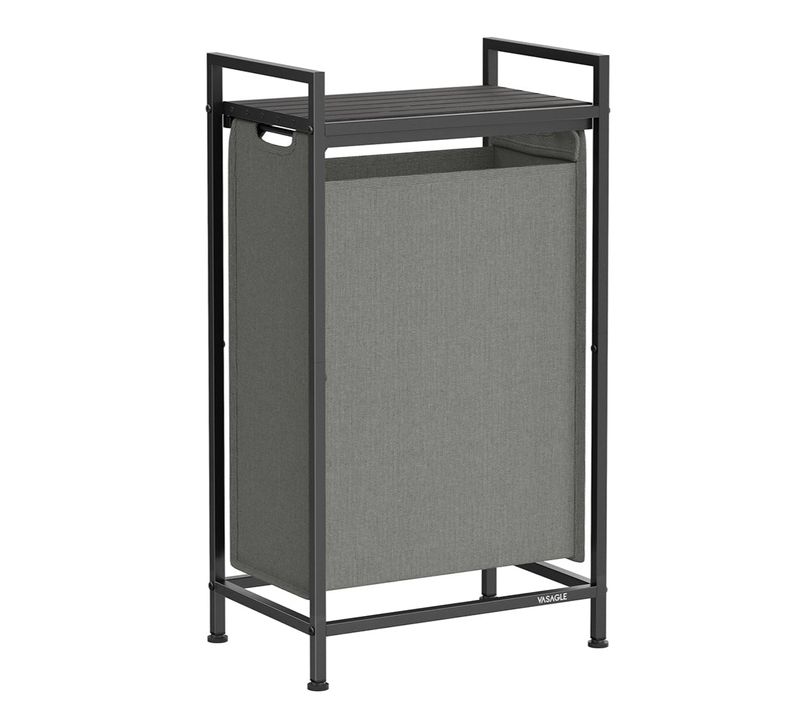 Panier à Linge Sale Corbeille 3 Compartiment Bac Avec 1 Étagère De Rangement Sacs En