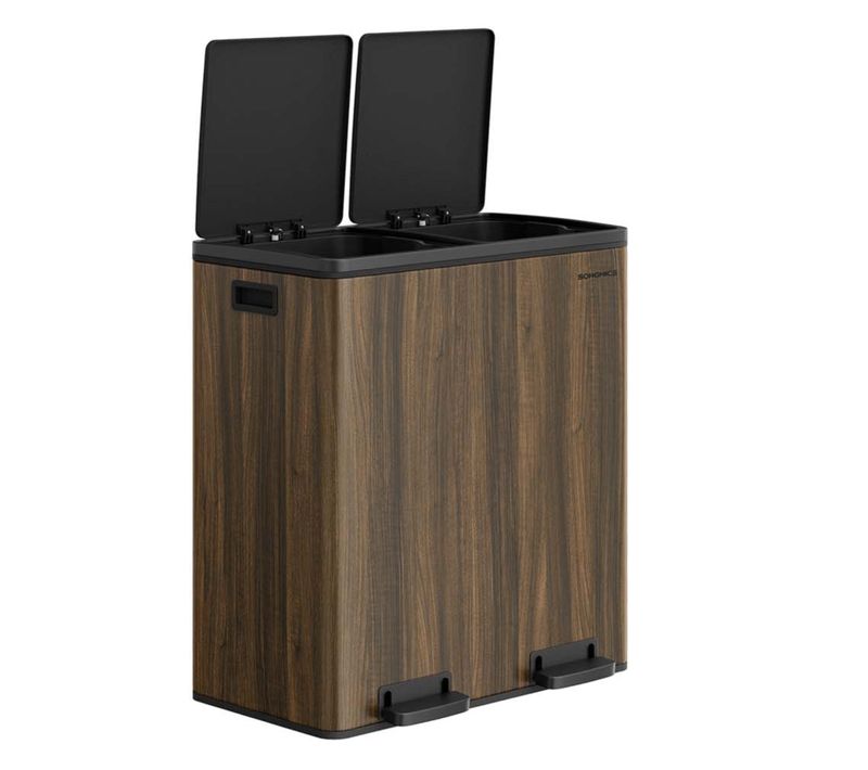 Poubelle 2 Pédales Poubelle Avec Double Compartiment 2 X 30 Litres Anti-traces