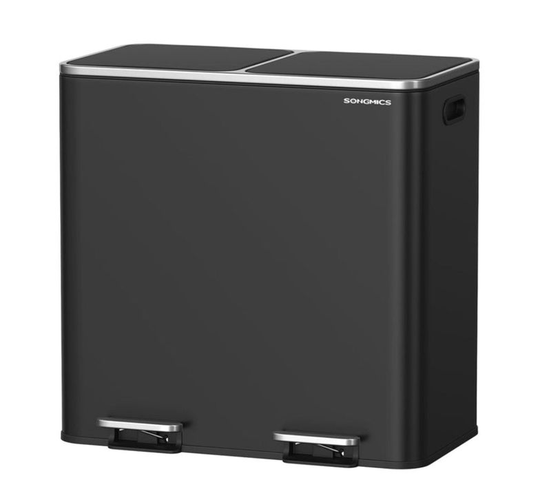 Poubelle à Double Compartiment 2 X 40 Litres Avec 15 Sacs Poubelles Pédales En Métal