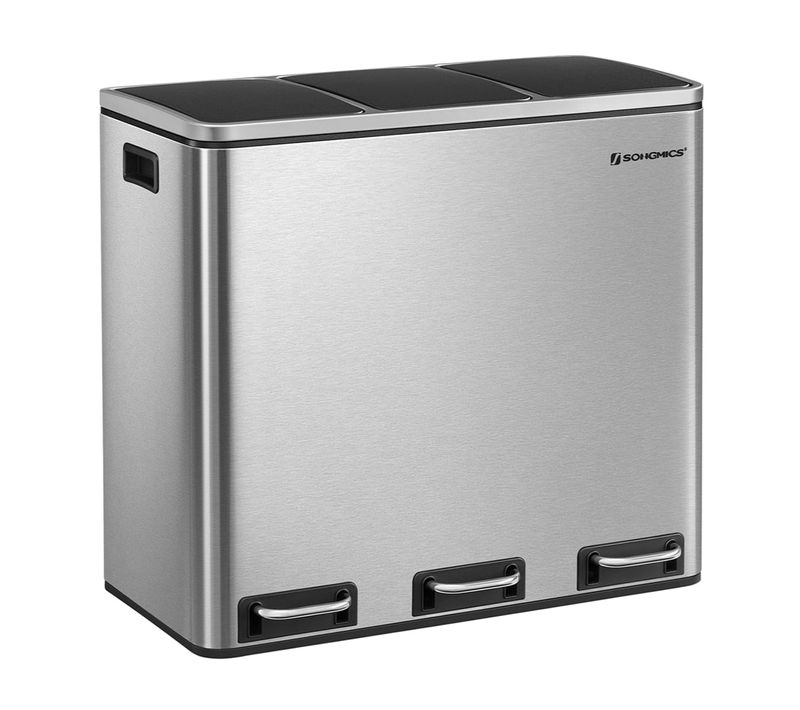 Poubelle De Recyclage Poubelle Triple Seau 3 X 18 Litres 3 Compartiments Mécanisme Ta