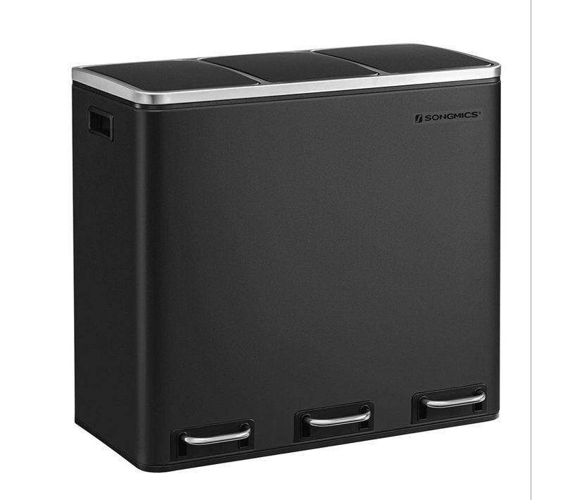 Poubelle De Recyclage Poubelle Triple Seau 3 X 18 Litres 3 Compartiments Mécanisme Ta