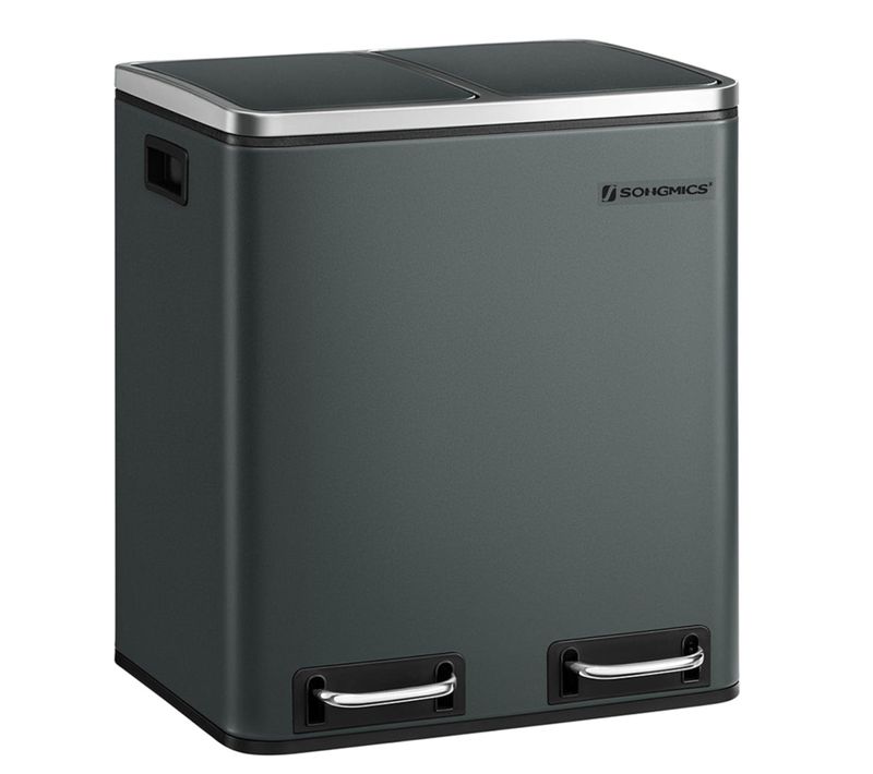 Poubelle En Métal 30l Poubelle à Double Compartiment 2 X 15 Litres Avec Seaux Intérie