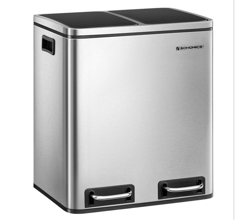 Poubelle En Métal 30 Litres Poubelle à Double Compartiment 2 X 15 Litres Avec Seaux I