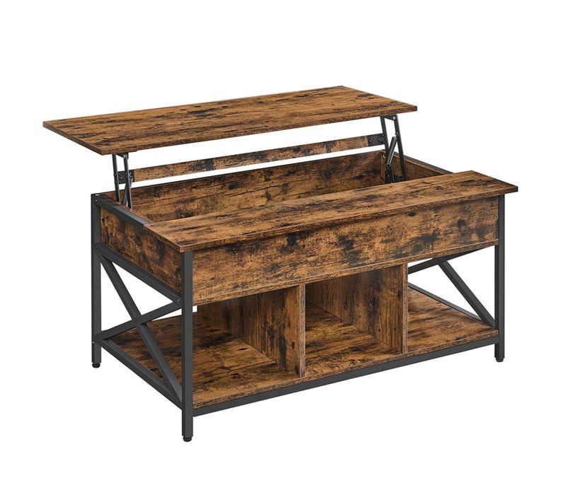 Table Basse Table De Salon Avec Plateau Relevable Avec Rangement Ouvert Et Compartiment