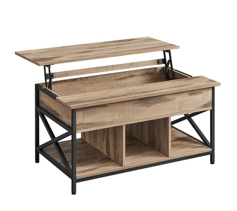 Table Basse Table De Salon Avec Plateau Relevable Avec Rangement Ouvert Et Compartiment