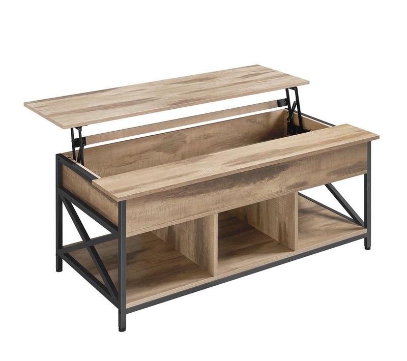 Table Basse Table De Salon Avec Plateau Relevable 60 X 120 X 62 Cm Avec Rangement