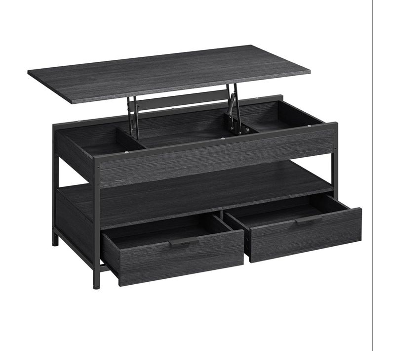 Table Basse Salon Avec Plateau 50 X 100 Cm Relevable Tiroirs De Rangement