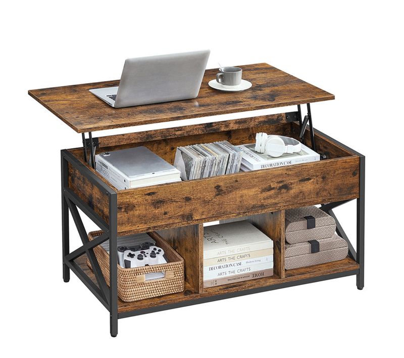 Table Basse Table De Salon Relevable Table Basse Avec Rangement Caché Et Compartiment