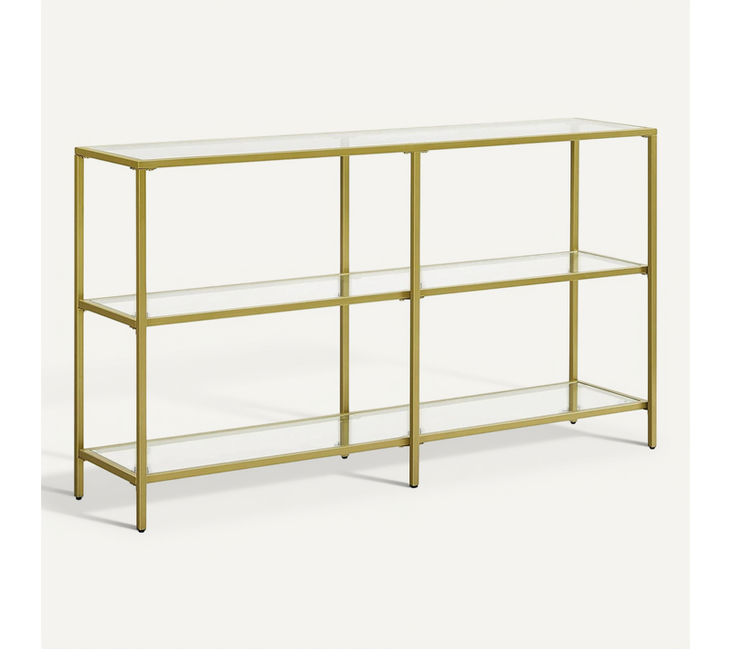 Table Console Meuble D’entrée Étagère à 3 Niveaux En Verre Trempé 130 X 30 X 73 Cm