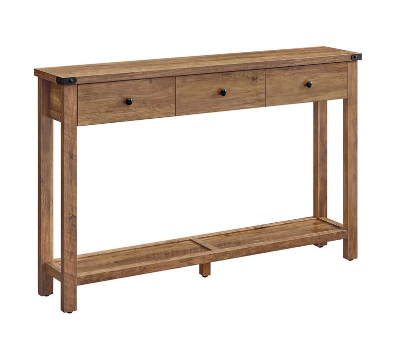 Table Console Table D'entrée Avec 3 Tiroirs Et Étagère De Rangement 40 X 40 X 175 Cm