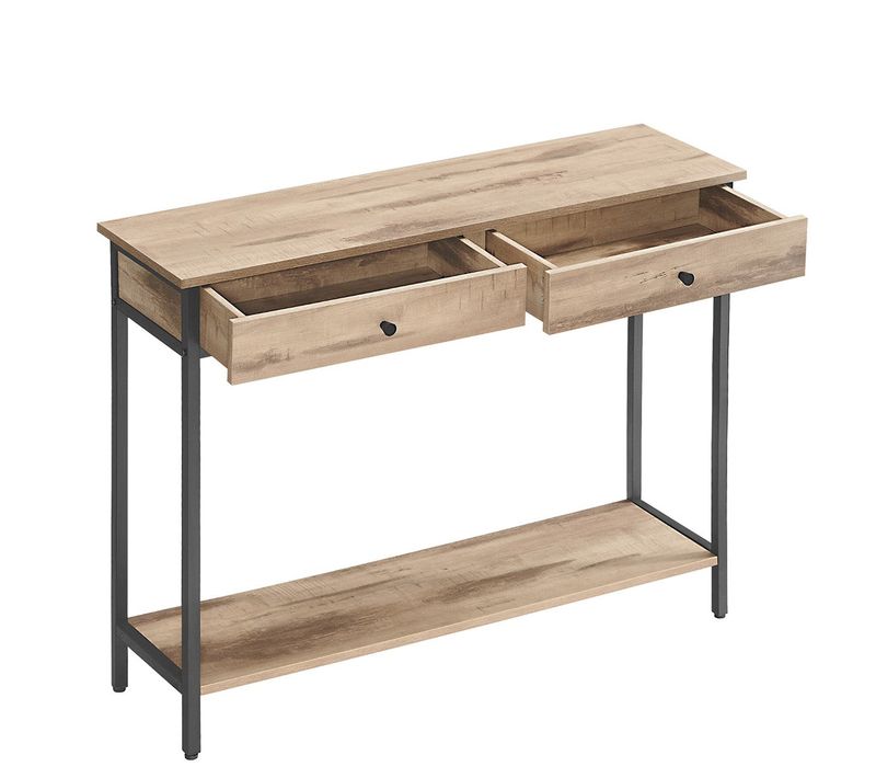 Table Console Table D'entrée Bout De Canapé Avec 2 Tiroirs Cadre En Acier Pour Entrée