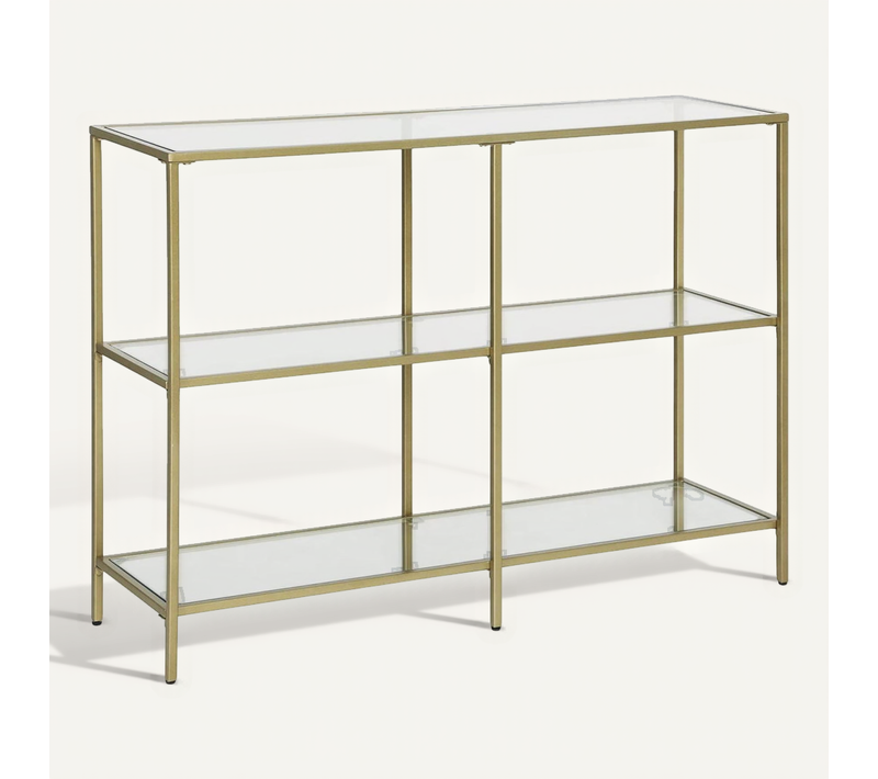 Table Console Table D’entrée 100 X 30 X 73 Cm Bout De Canapé à 3 Niveaux En Verre