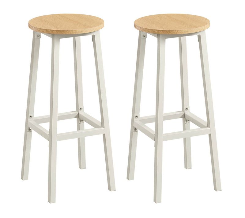 Tabourets De Bar Lot De 2 Chaises Siège Haut Cadre Métallique Montage Facile Hauteur