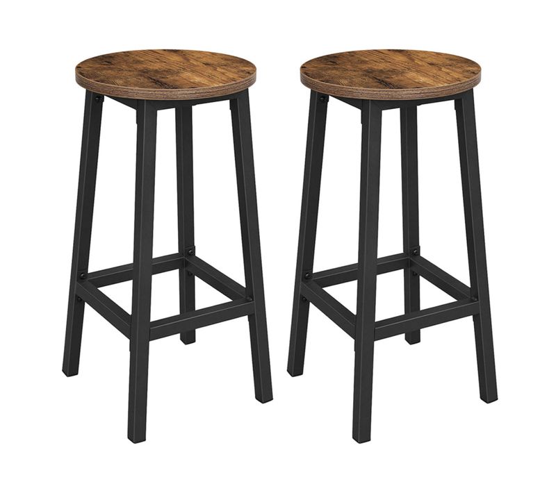 Tabourets Hauts Lot De 2 Chaises De Bar Siège De Cuisine Cadre En Acier Hauteur 65 Cm