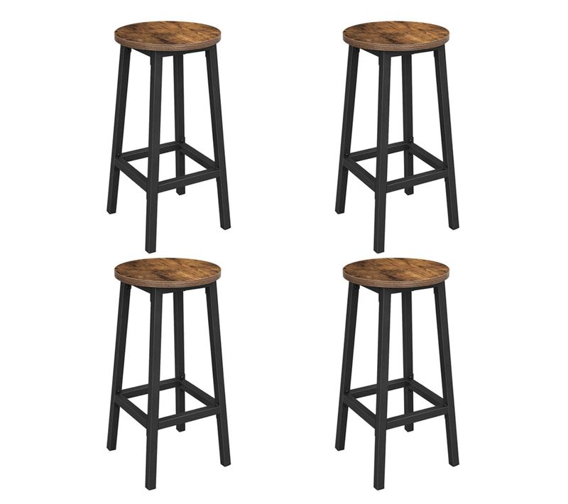 Tabourets Hauts Lot De 4 Chaises De Bar Siège De Cuisine Cadre En Acier Hauteur 65 Cm