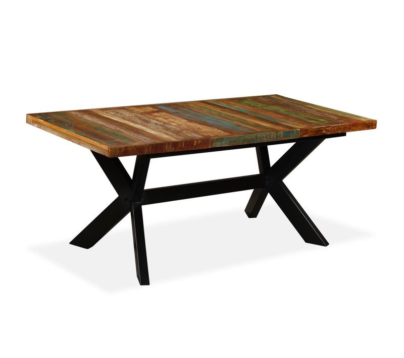 Table De Salle à Manger Design Bois Massif Recyclé Acier 180 Cm 0902210