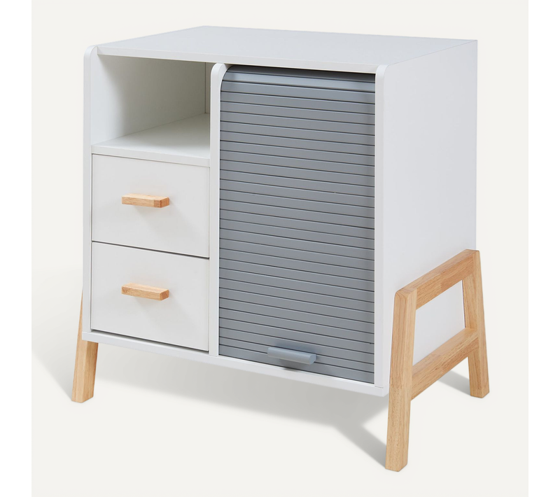 Commode Meuble De Rangement Pratique Entrée Salon Chambre Bambou 66 X 60 X 40 Cm Blanc