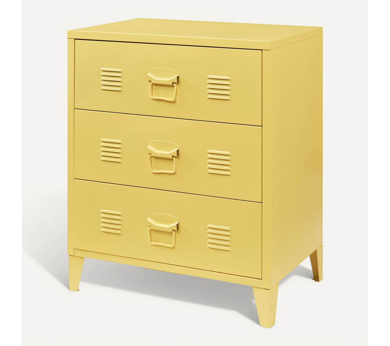Commode Meuble De Rangement Pratique Entrée Salon Chambre Métallique Avec 3 Tiroirs