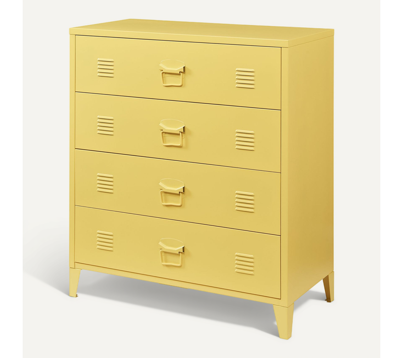 Commode Meuble De Rangement Pratique Entrée Salon Chambre Métallique Avec 4 Tiroirs