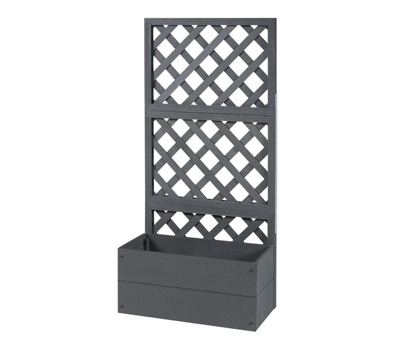 Jardinière Bac à Plante Fleur Avec Treillis 135 X 65 X 30 Cm Bois Composite Gris 03_0