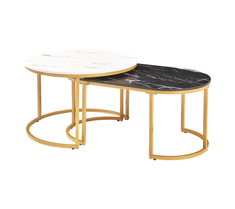 Lot De 2 Tables Basses Gigognes Aspect Marbre Noir 03_0009705