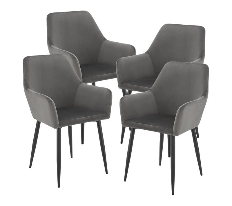 Lot De 4 Chaises De Salle à Manger Moderne Design Robuste 86 X 57 X 56 Cm Gris Foncé