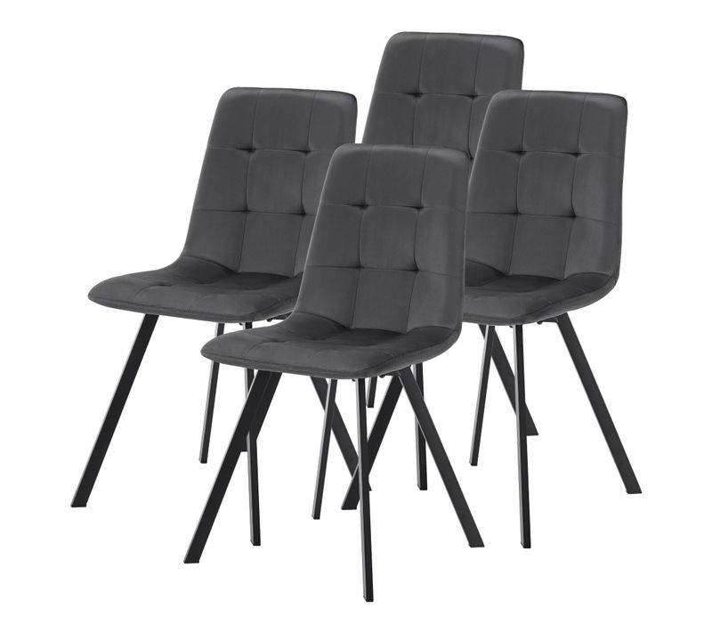 Lot De 4 Chaises De Salle à Manger Moderne Design Robuste 89 X 44 X 54 Cm Gris Foncé