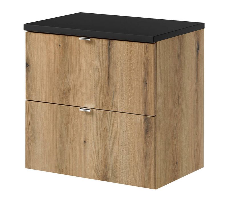 Meuble Sous Lavabo Salle De Bain Rangement Design Avec 2 Tiroirs 60 X 60 X 40 Cm