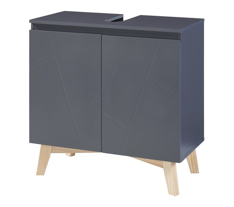 Meuble Sous Lavabo Salle De Bain Rangement Design 60 X 60 X 30 Cm Gris Naturel 03_001