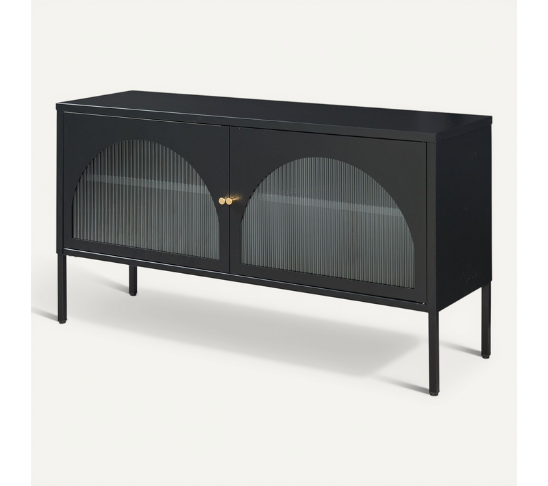 Meuble TV Support Télévision Salon étagère 115 X 35 X 64 Cm Noir Mat 03_0010063