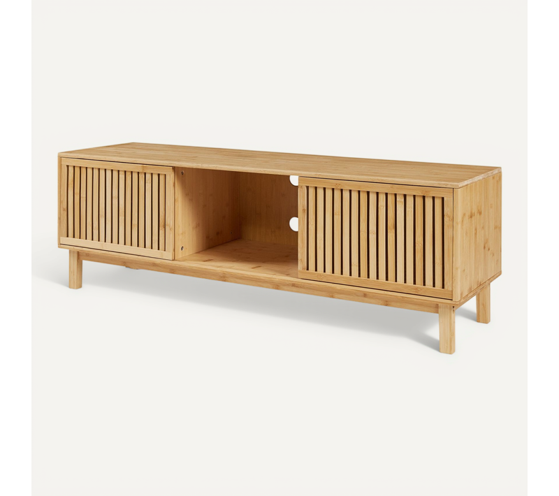 Meuble TV Support Télévision Salon étagère 150 X 42 X 50 Cm Bambou Naturel 03_0010109