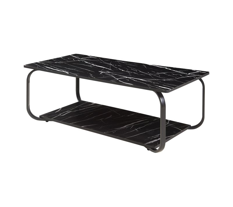 Table Basse Console D'appoint 120 X 60 X 43 Cm Effet Marbre Noir 03_0010809