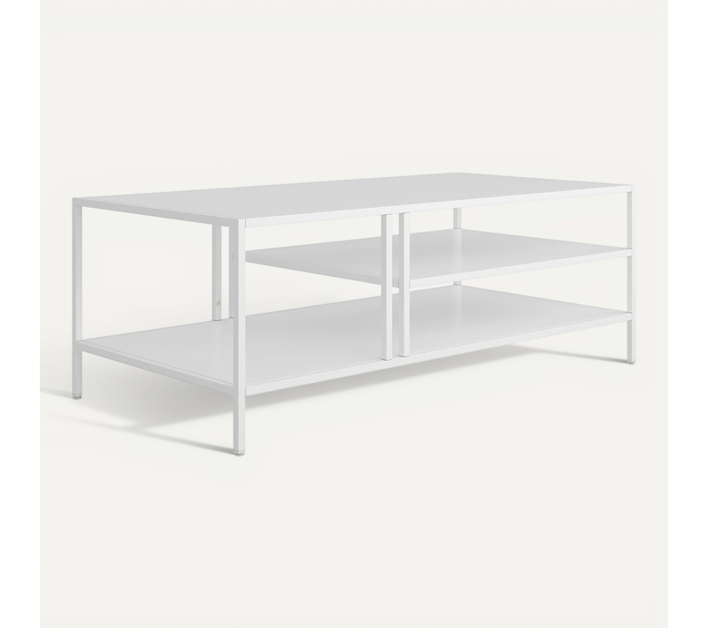 Table Basse Console D'appoint Métal 40 X 110 X 55 Cm Blanc 03_0010813