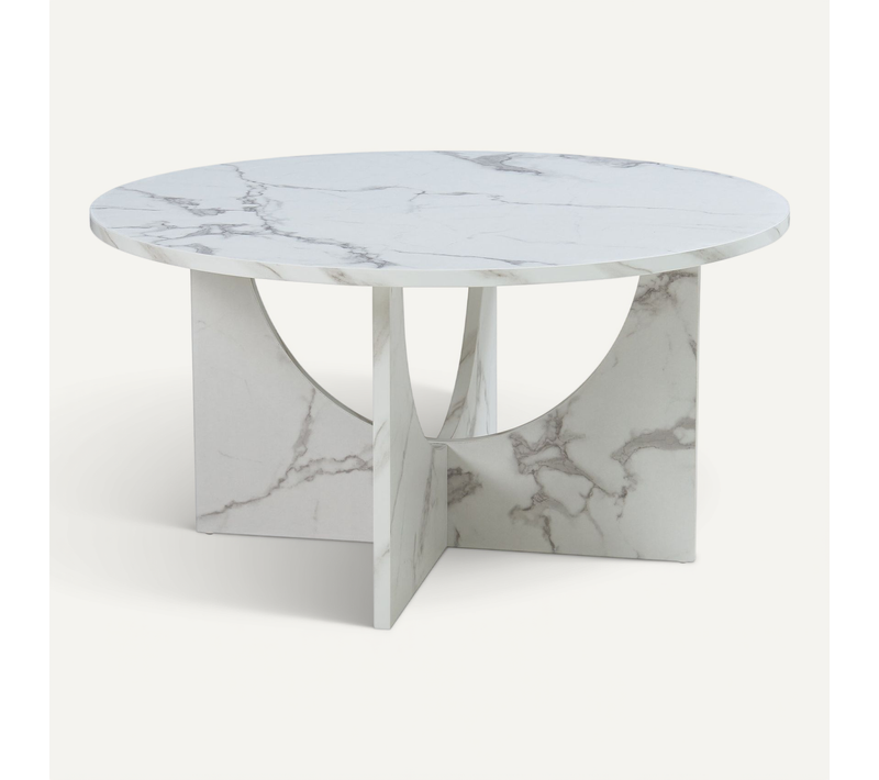 Table Basse Console D'appoint 80 X 42 Cm Effet Marbre Blanc 03_0010845