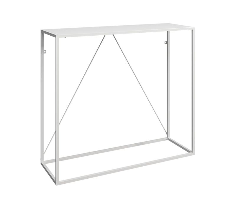 Table Console 90 X 30 X 80 Cm Entrée Salon Salle à Manger Acier Blanc 03_0010868