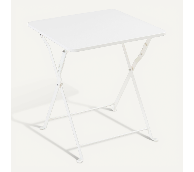 Table De Camping Pliante Jardin 45 X 40 X 40 Cm Acier Blanc 03_0011091