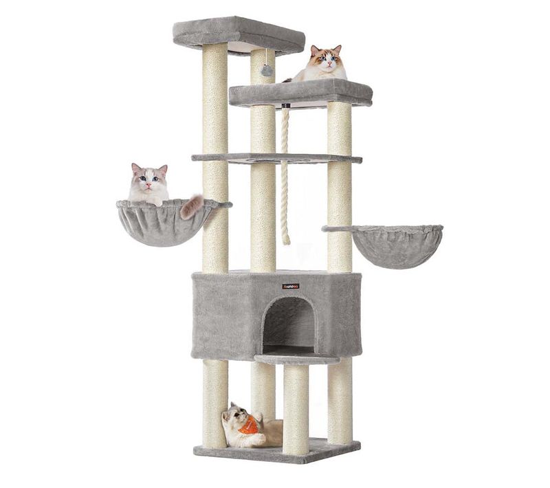 Grand Arbre à Chat Tour De Jeux Pour Chat à Plusieurs Niveaux 55 X 55 X 186,7 Cm