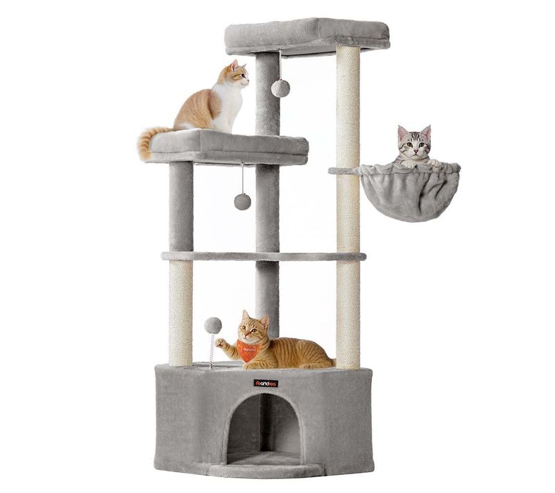 Arbre à Chat 48,5 X 48,5 X 140,7 Cm Tour De Jeux Pour Chats Avec Niche Grandes