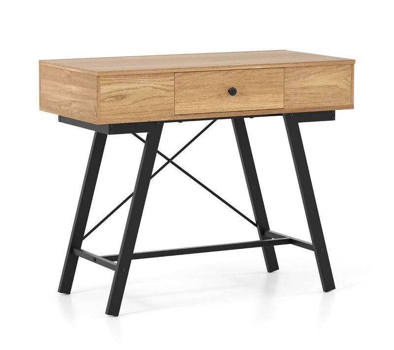 Bureau 2-en-1 Table De Maquillage Avec Miroir Rangement 6 Compartiments Station De Ch