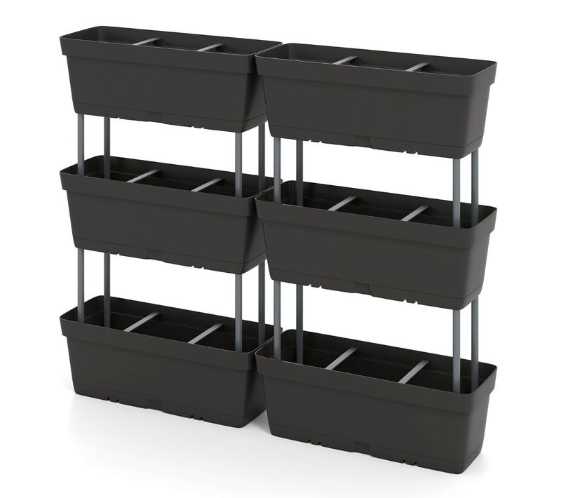 Lot De 6 Jardinières Surélevées Verticales 49 X 16 X 81 Cm Avec Drainage Et Espace De