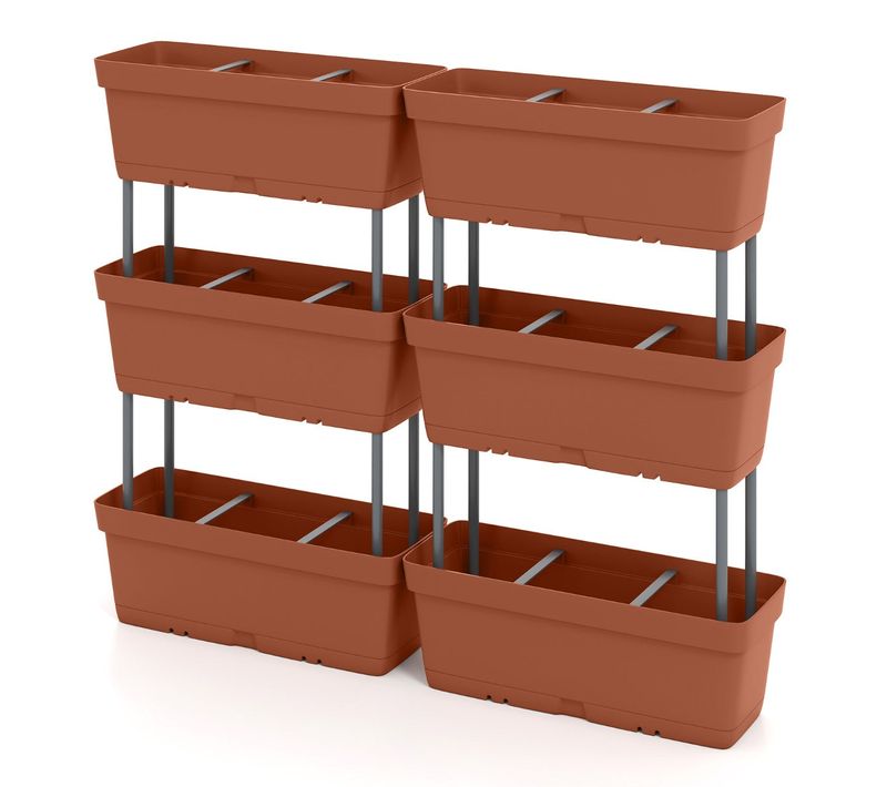 Lot De 6 Jardinières Verticales Surélevées 49 X 16 X 81 Cm Pour Légumes Et Herbes Mod