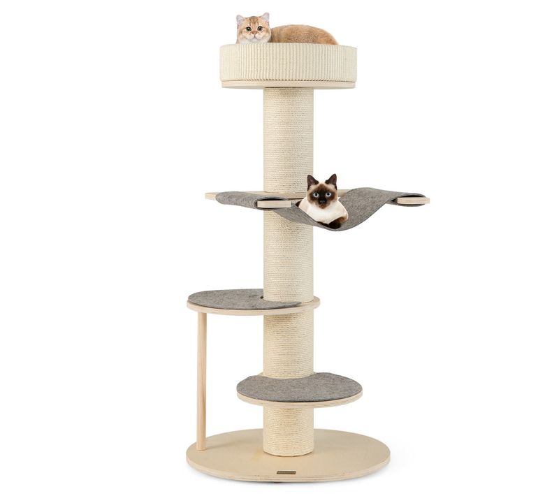 Arbre à Chat Moderne 57 X 48 X 120 Cm Avec Hamac Et Griffoirs En Sisal Robuste