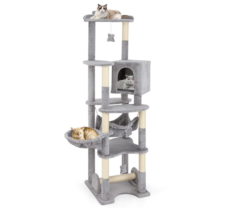 Arbre à Chat Multi-niveaux 176 X 49 X 49 Cm Avec Condo Spacieux Et Poteaux à Gratter