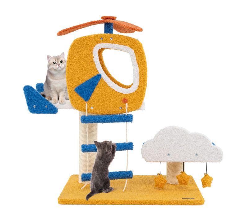 Arbre à Chat Aérien 58,5 X 48,5 X 76 Cm Avec Poteau à Gratter Et Plateforme Héliport