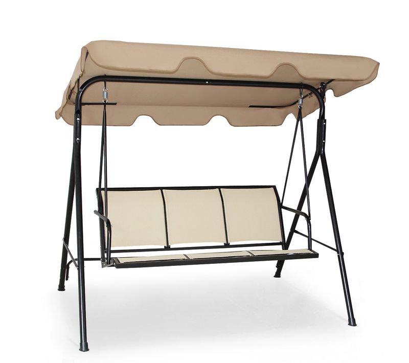 Balancelle De Jardin 3 Places 173 X 119 X 152 Cm Avec Toit Ajustable Et Pieds Antidér