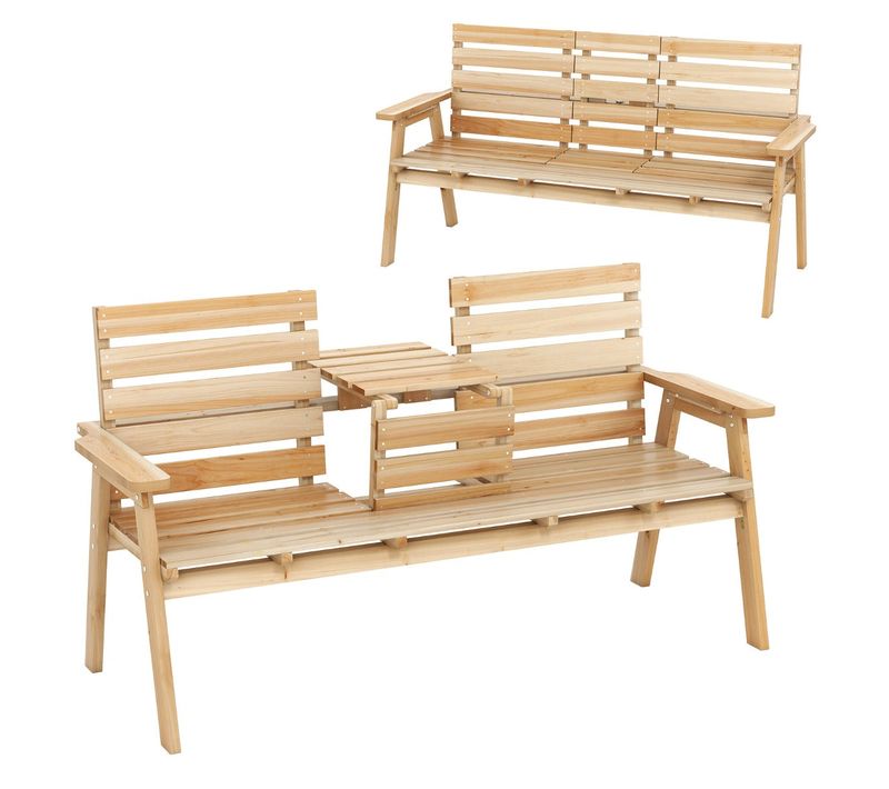 Banc D'extérieur Avec Table Pliante 160 X 64 X 86 Cm Capacité 320 Kg Confort D'assise