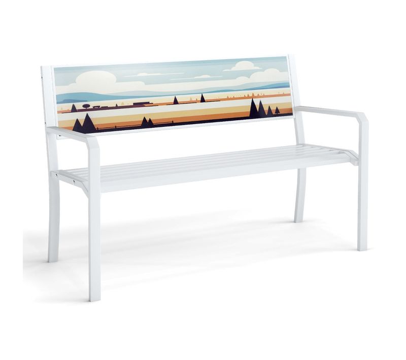 Banc De Jardin 128 X 53 X 81,5 Cm Avec Accoudoirs Confortables Et Dossier Décoratif