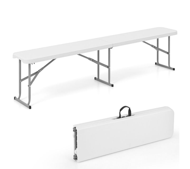 Banc De Jardin Pliable En Plastique 182 X 27,5 X 43 Cm Usage Extérieur Pratique