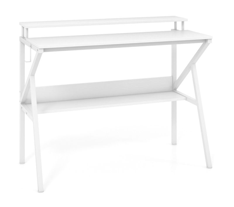 Bureau Compact 100 X 48 X 81,5 Cm Support Moniteur Ergonomique Avec Rangement Design